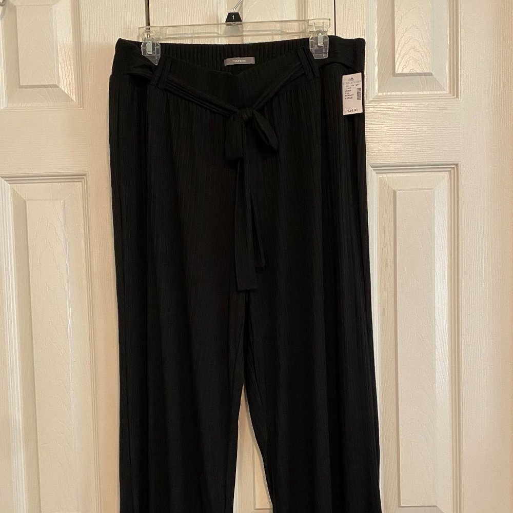 Soft Black Tie-Front Pants